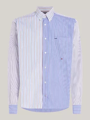 Camisa clássica de corte regular com listras em blocos de cores