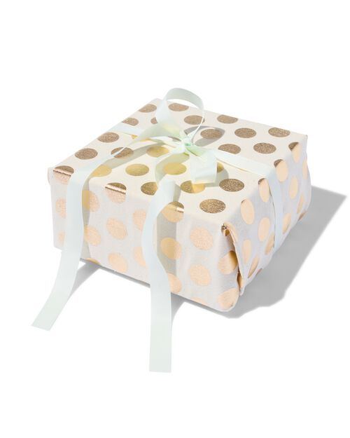 papier d’emballage en tissu réutilisable L pois dorés