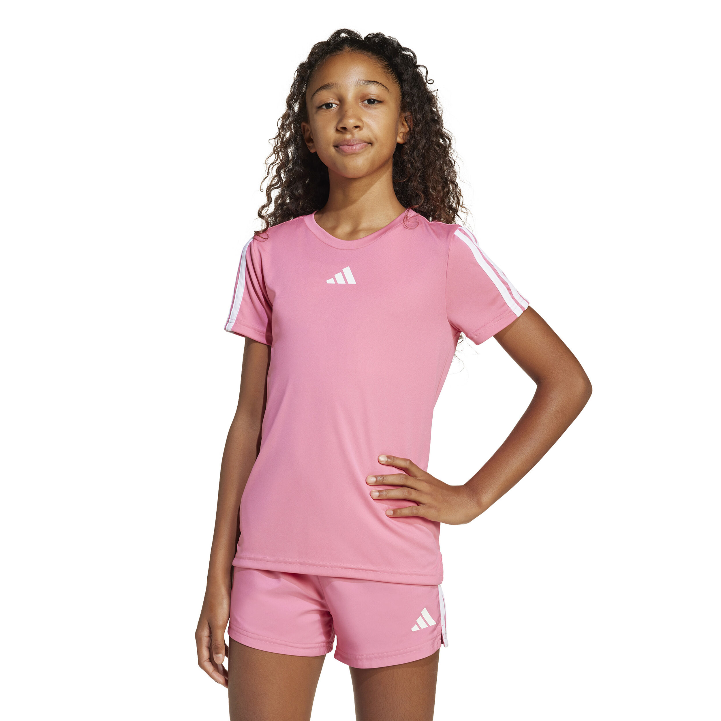 adidas Training Essentials 3 Stripes T-shirt Enfants - Rosé, Blanc