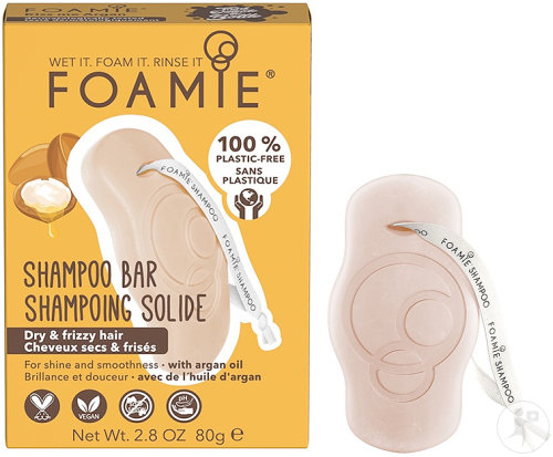 Foamie Kiss Me Argan Shampoing Solide Végan Avec Huile D'Argan Cheveux Secs Et Frisés 80g