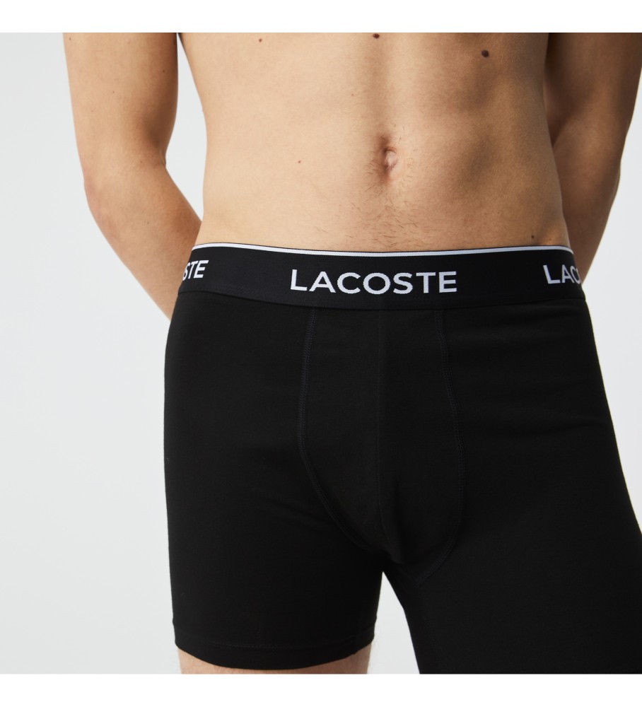Cuecas Boxer Lacoste Pack com 3 unidades, modelo Insignia, pretas