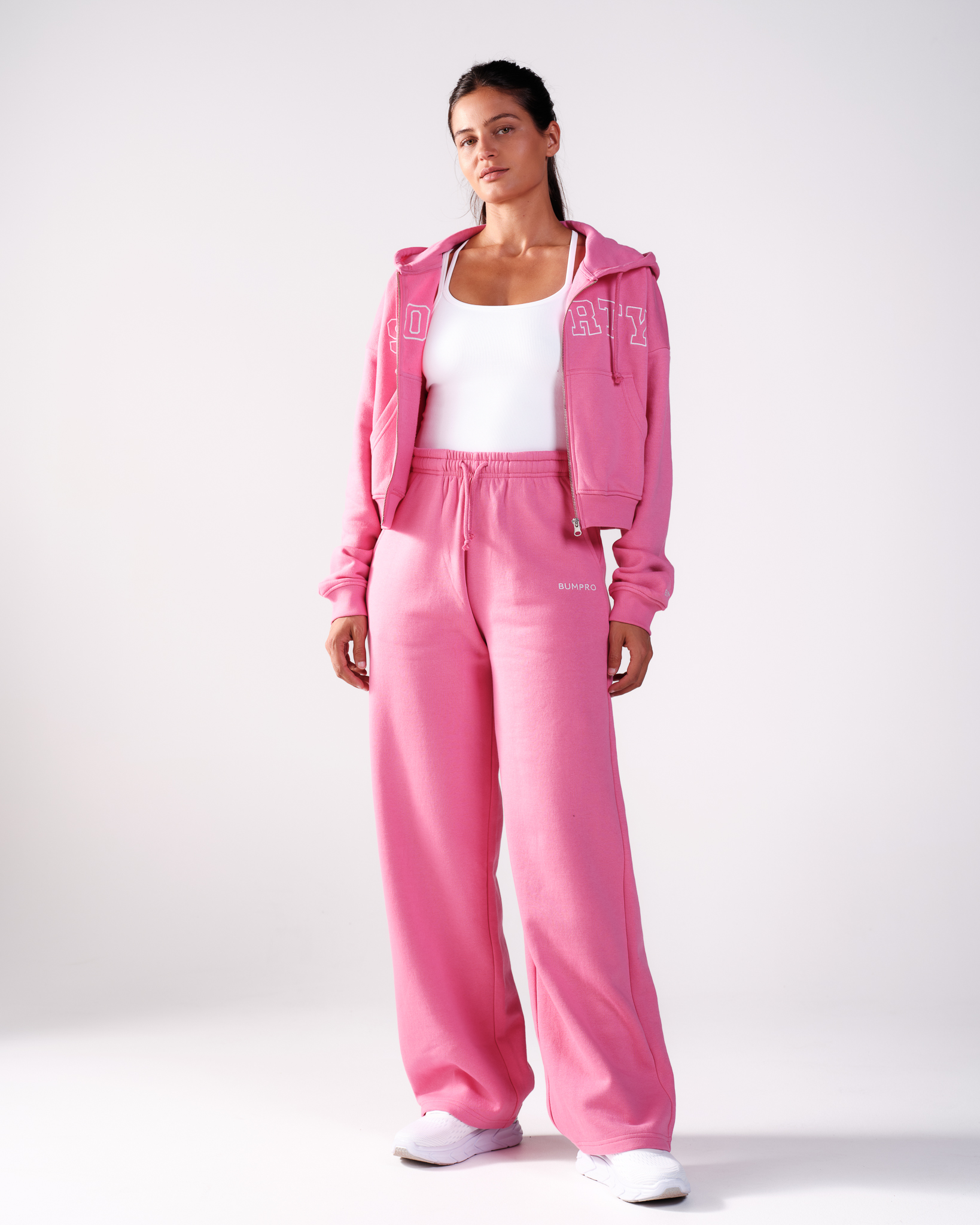 Bumpro Cropped Zip Hoodie Pink Carmine\Sporty