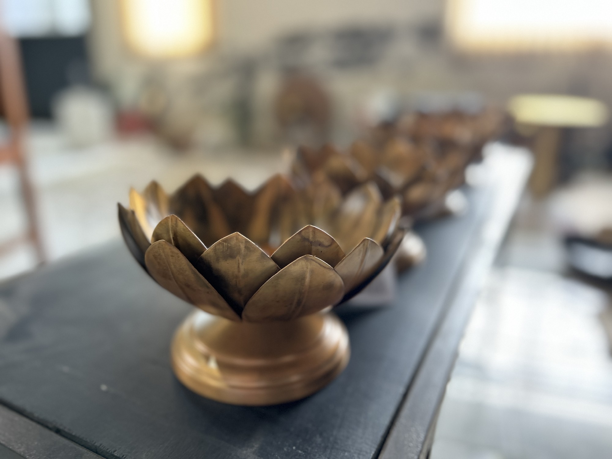 Kerzenhalter 'Lotus', antik gold Ø 21 cm, H 10 cm von fischer's lagerhaus