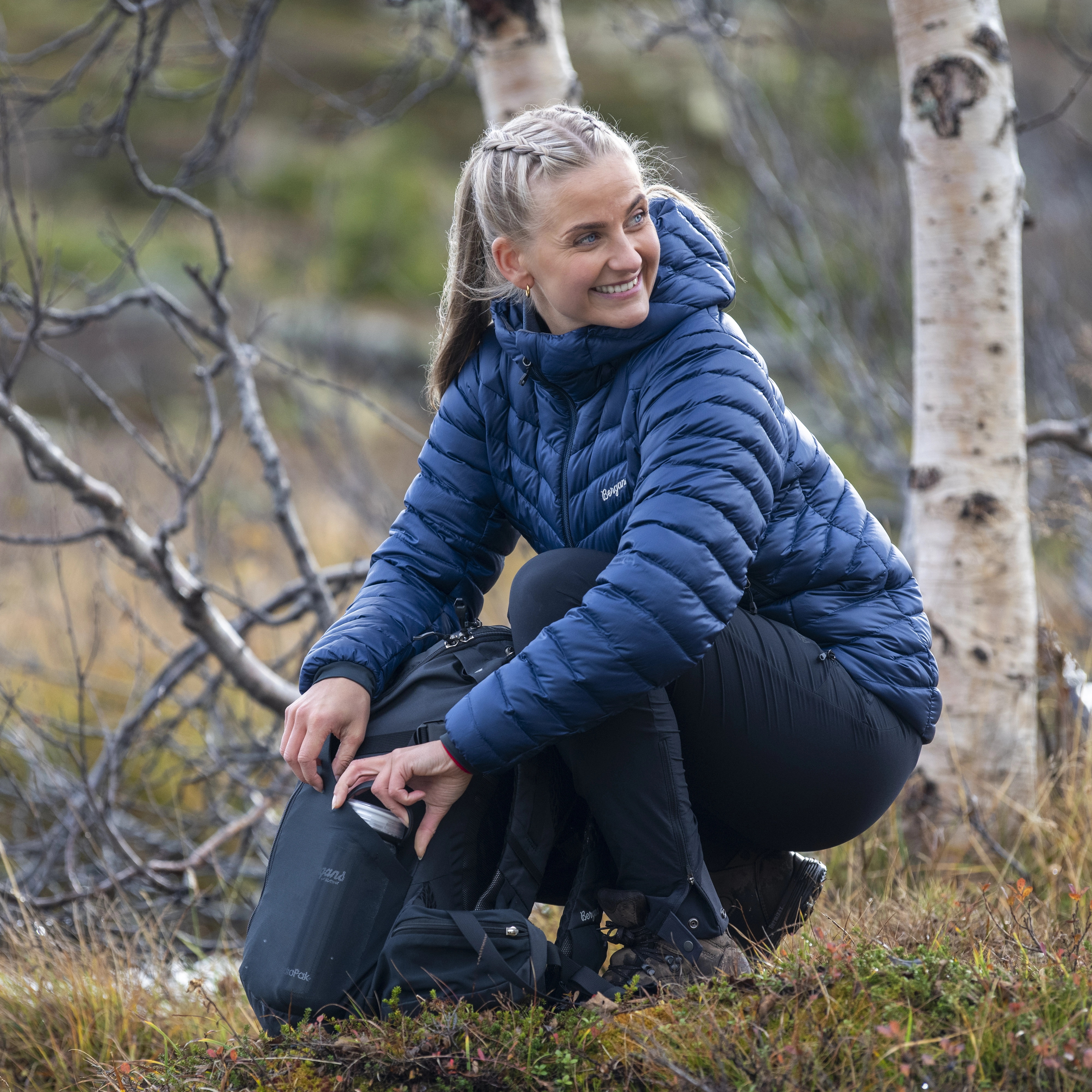 Rabot Light Down Jacket Hood Women Navy Blue