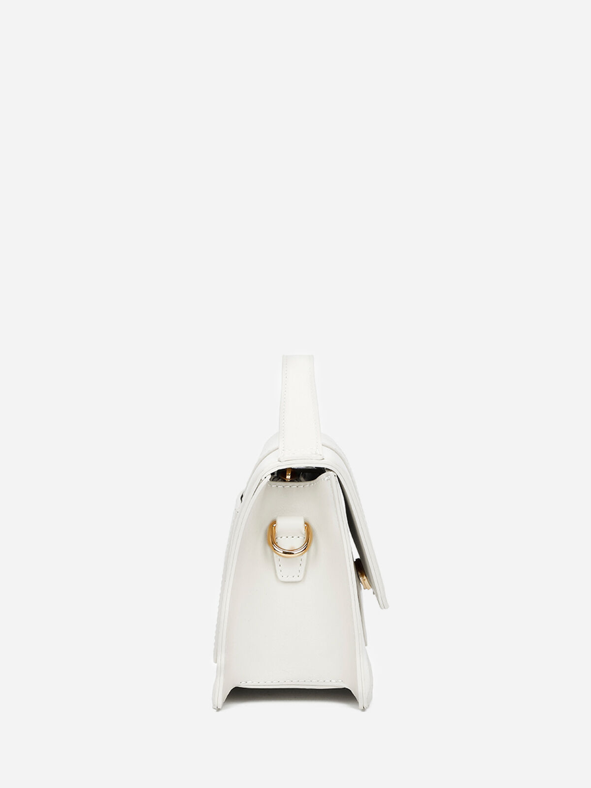Mini sac rectangle à fermoir doré- Blanc