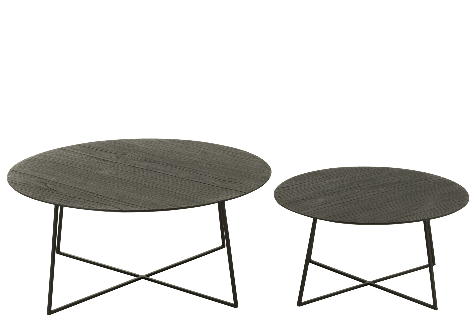 Bijzettafel Micah teakhout/metaal Zwart - set van 2