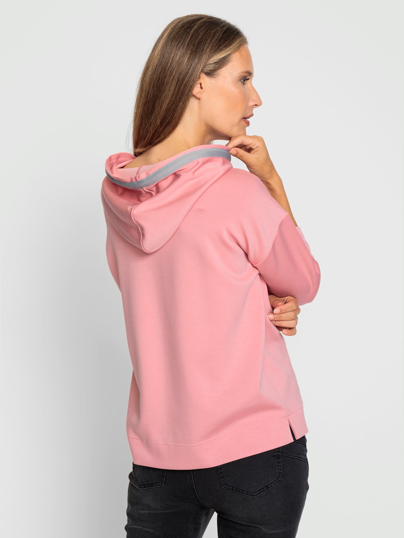 T-shirt à capuche inscription avec petites pierres brillantes fantaisie