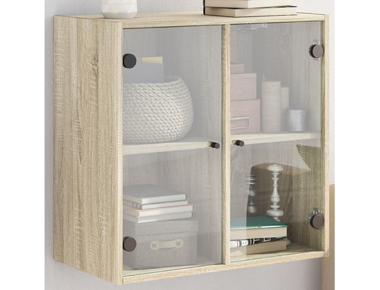VIDAXL - Armoire de rangement Armoire murale avec portes en verre chêne sonoma 68x37x68,...