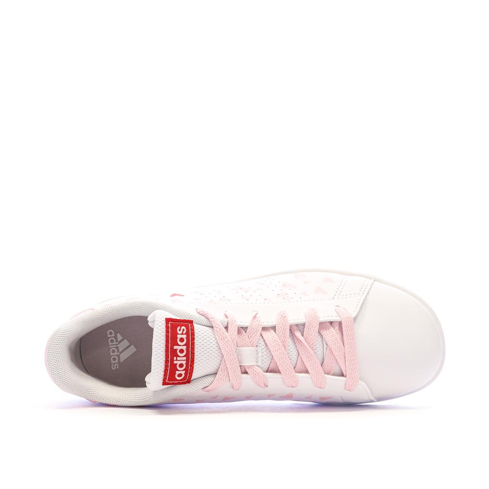 Adidas Baskets Blanches/Roses Fille Adidas Advantage IE0242