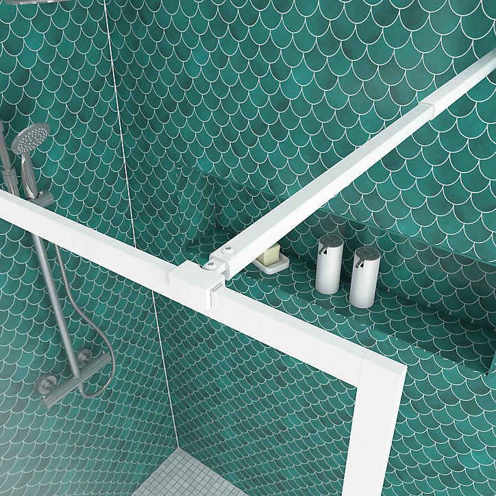 Paroi de douche à l'italienne H.200 x l.120 cm, ép. 6 mm, profilé blanc, Galedo Edge