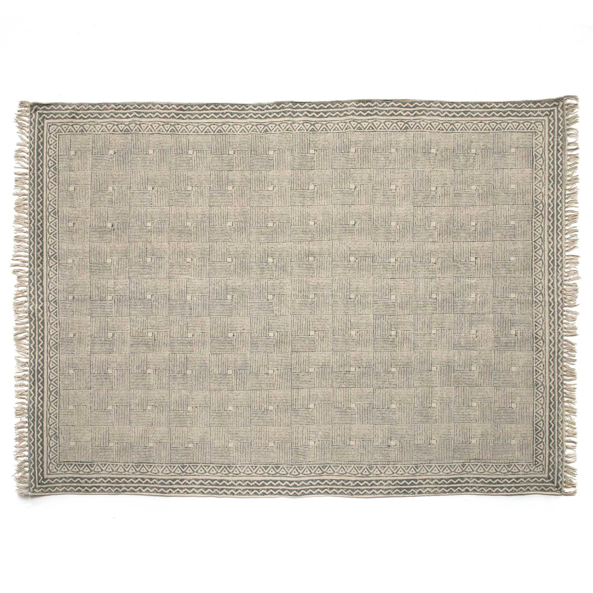 Blockprint-Teppich 'Jiya', grau, weiß, B 200 cm, L 140 cm von fischer's lagerhaus