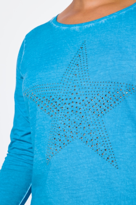 T-Shirt, Comfort Fit, Glitzersteinchen, langarm