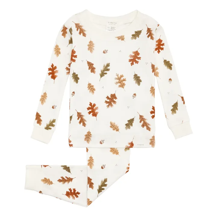 Petit Lem Pyjama Coton Bio Feuillage | Blanc