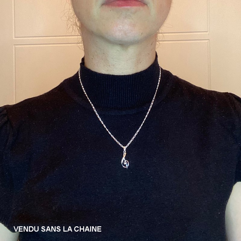 Pendentif clef de sol stylisée - Argent massif
