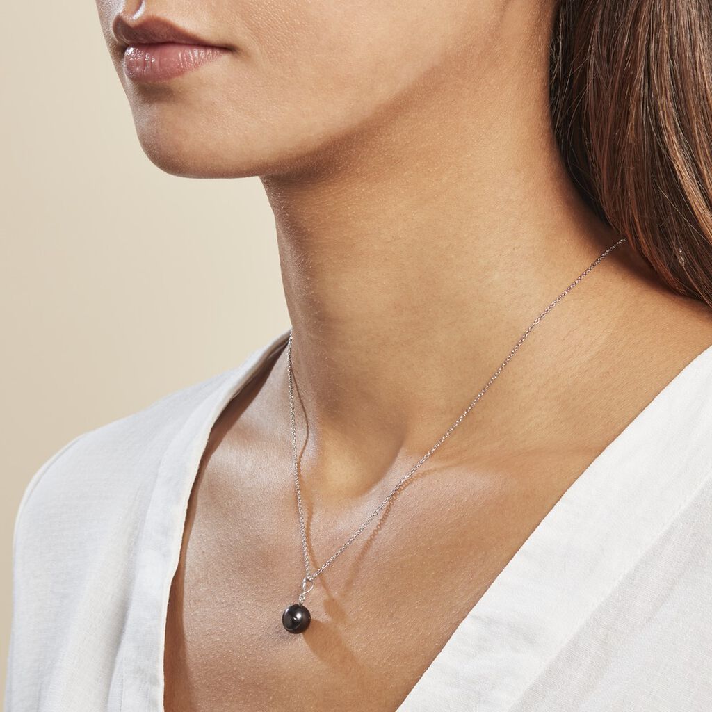 Pendentif Manolita Or Blanc Perle De Culture De Tahiti