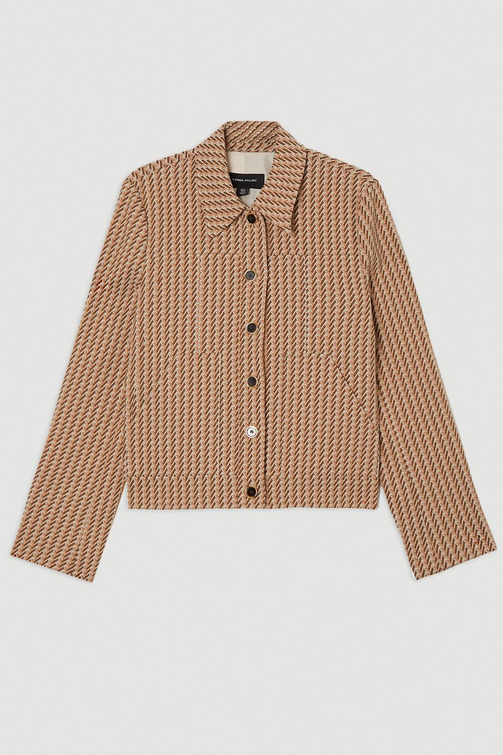 KarenMillen Blazer ajusté en jacquard à simple boutonnage