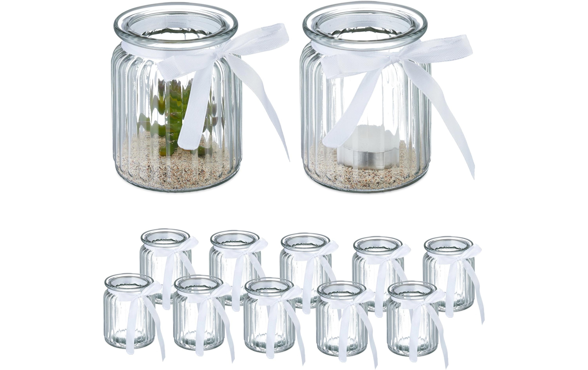 relaxdays Teelichthalter »45421 cm, Glas, 12 Stück«