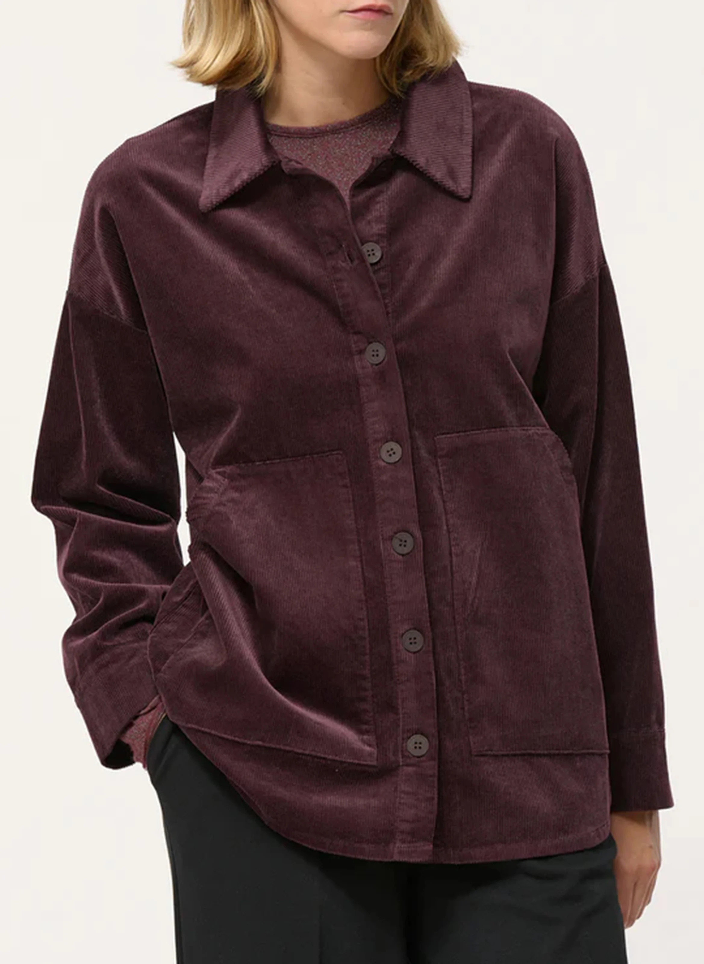 Surchemise oversize col classique en coton mélangé | Violet
