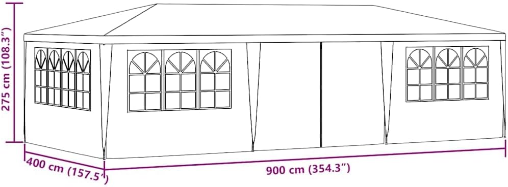 vidaXL Profi Partyzelt mit Seitenwänden UV-beständig Wasserbeständig Pavillon Festzelt Gartenpavillon Gartenzelt Garten Bierzelt 4x9m Anthrazit 90g/m²