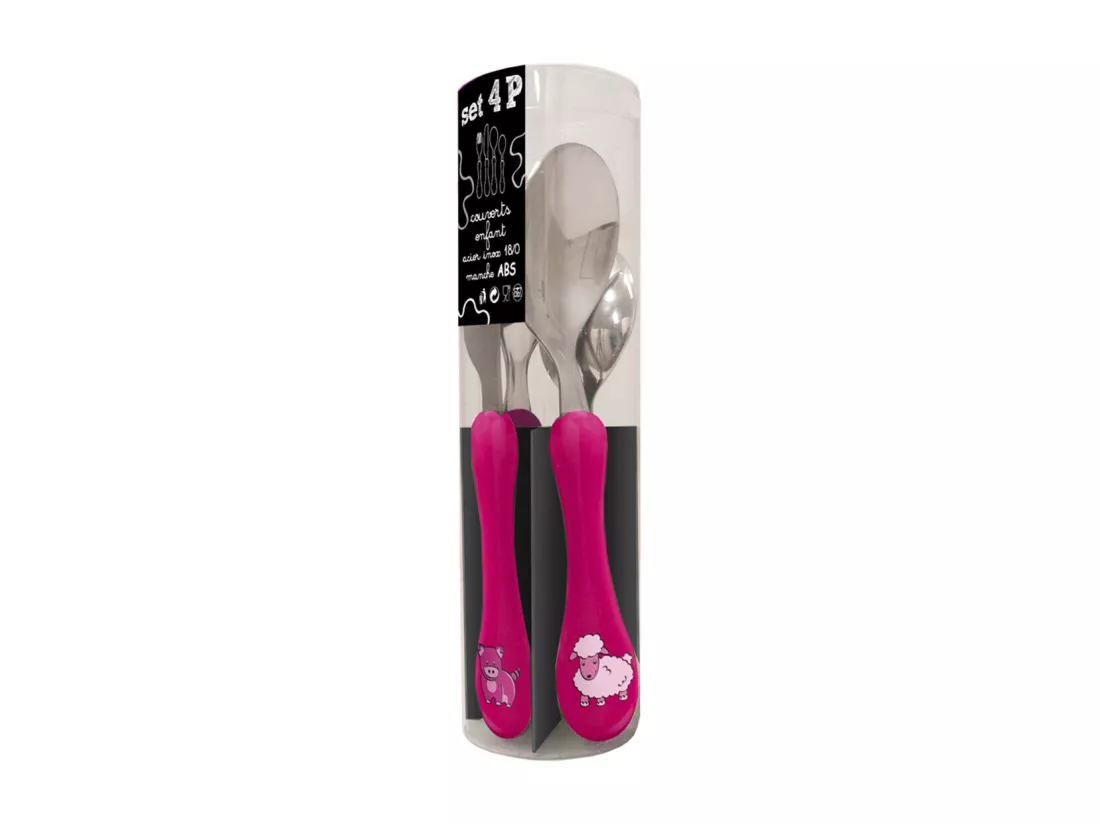 Enfant - Service 4 couverts enfants Fushia