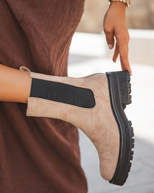 Bottines femme beige chelsea - Romane