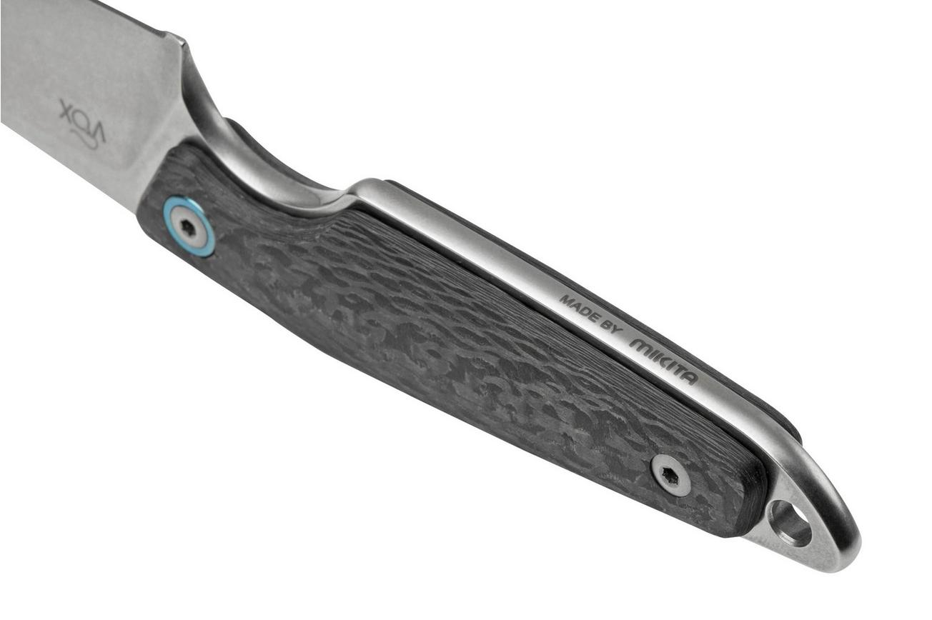 MKM Makro 2 Sheepfoot, Stonewashed Carbonfiber vaststaand mes, Jesper Voxnaes design