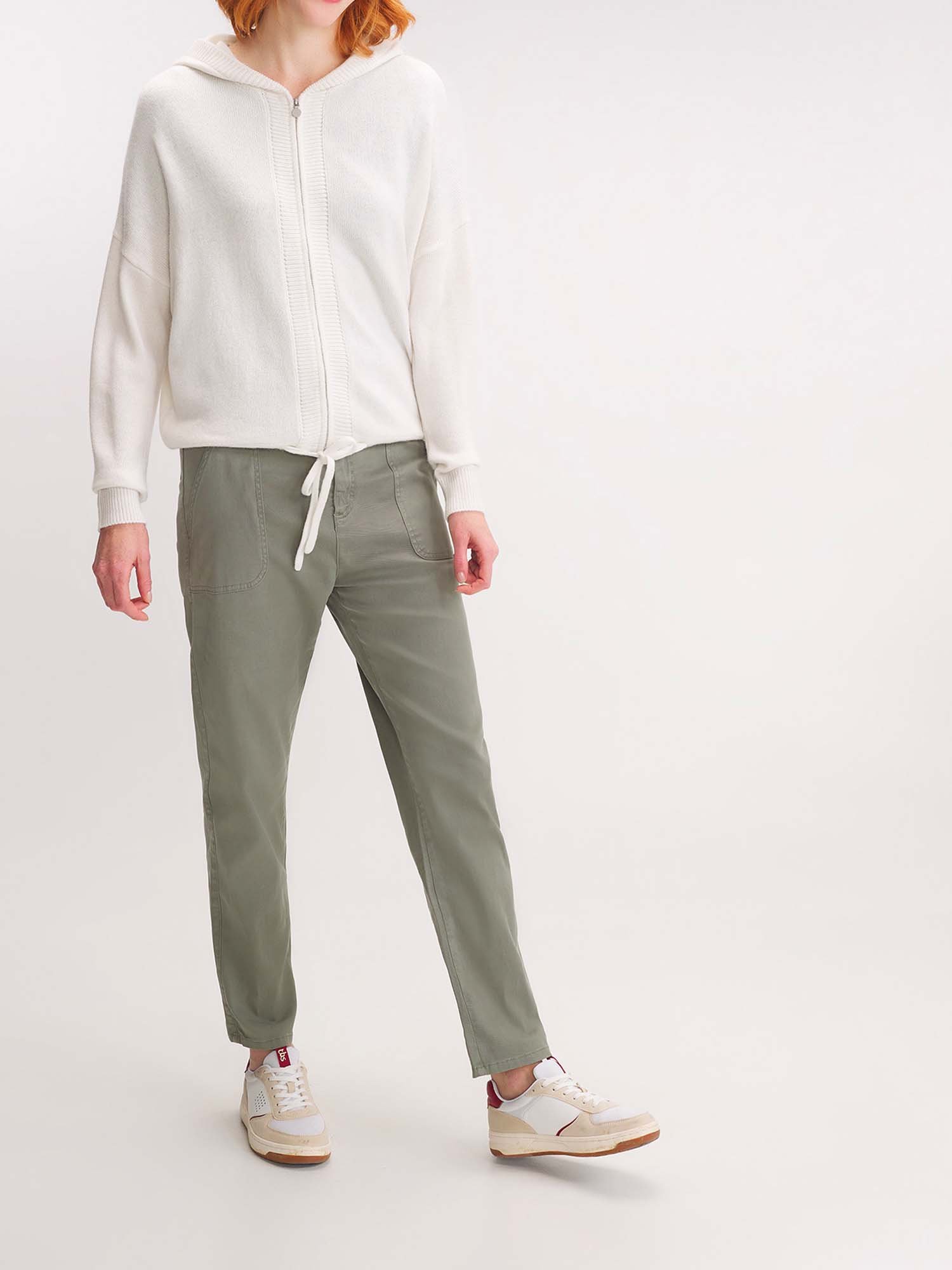 Gilet Zippé Femme Tricot Blanc