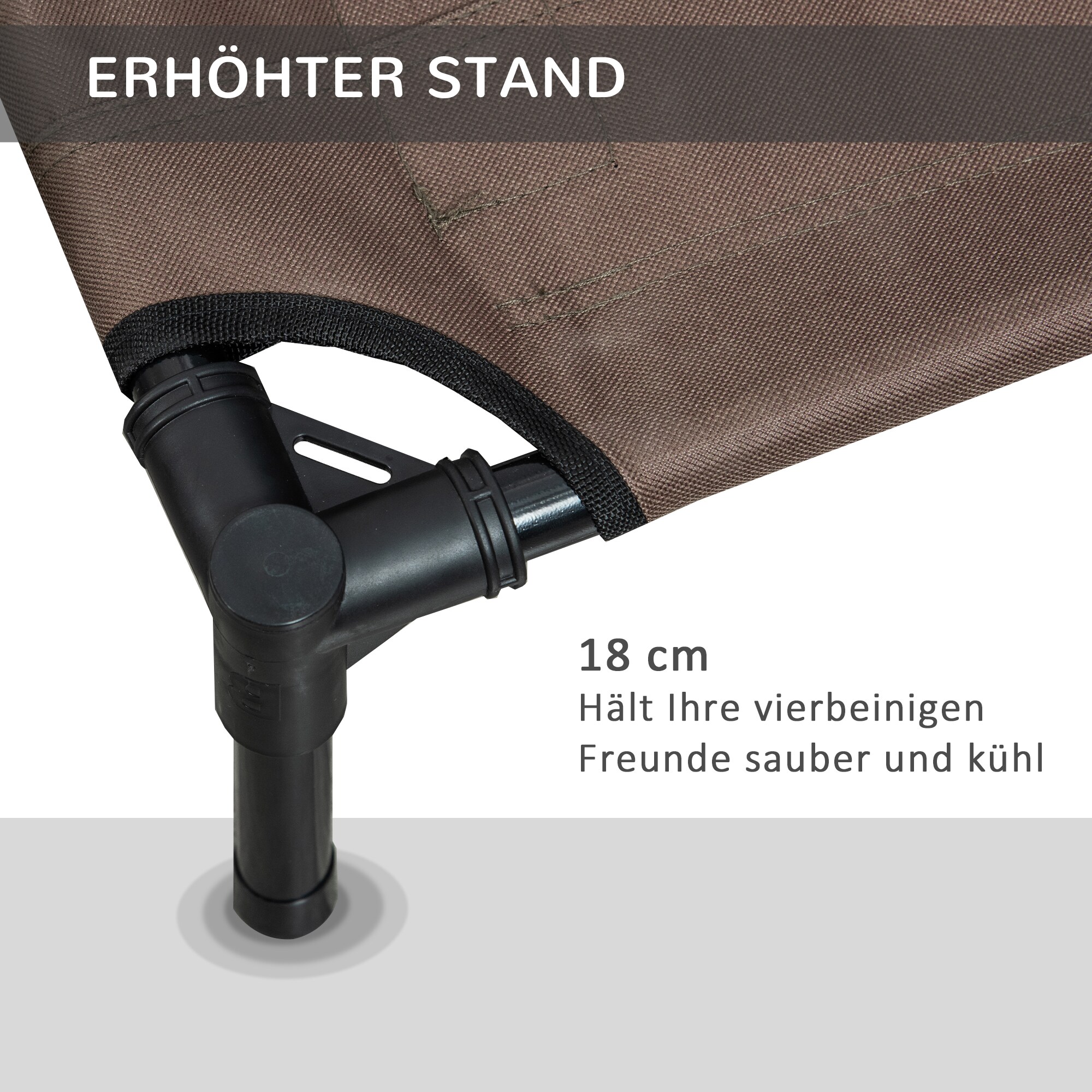 PawHut Hundebett mit erhöhtem Design braun 76L x 61B x 18H cm