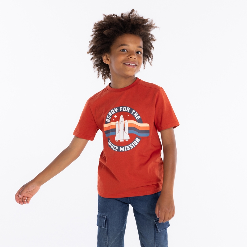 T-shirt à motif fusée orange garçon