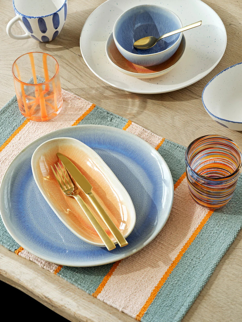 Bahne Interior  Tumbler glas med striber - orange