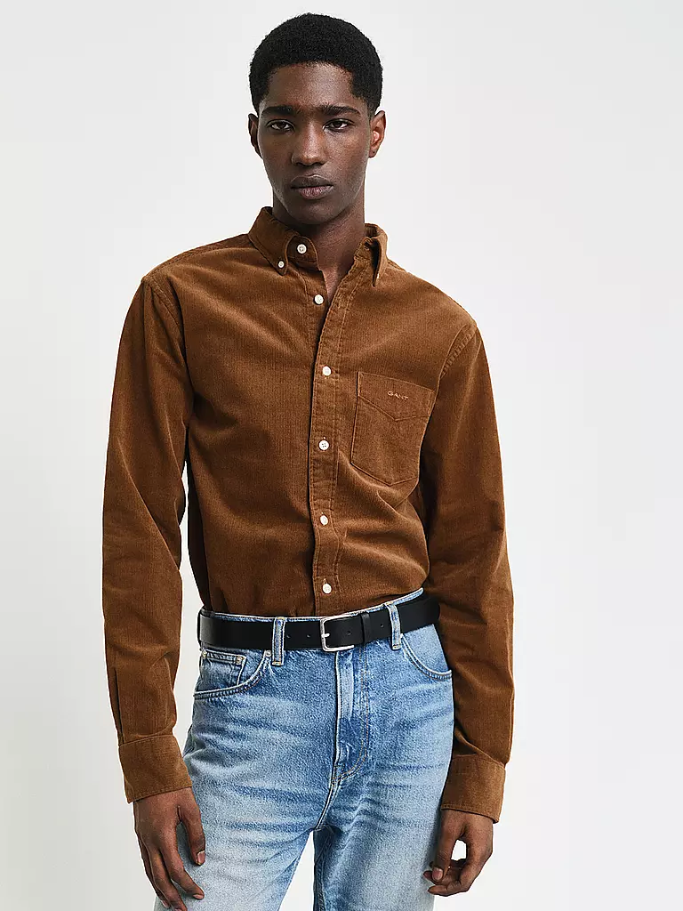GANT Cordhemd Regular Fit braun