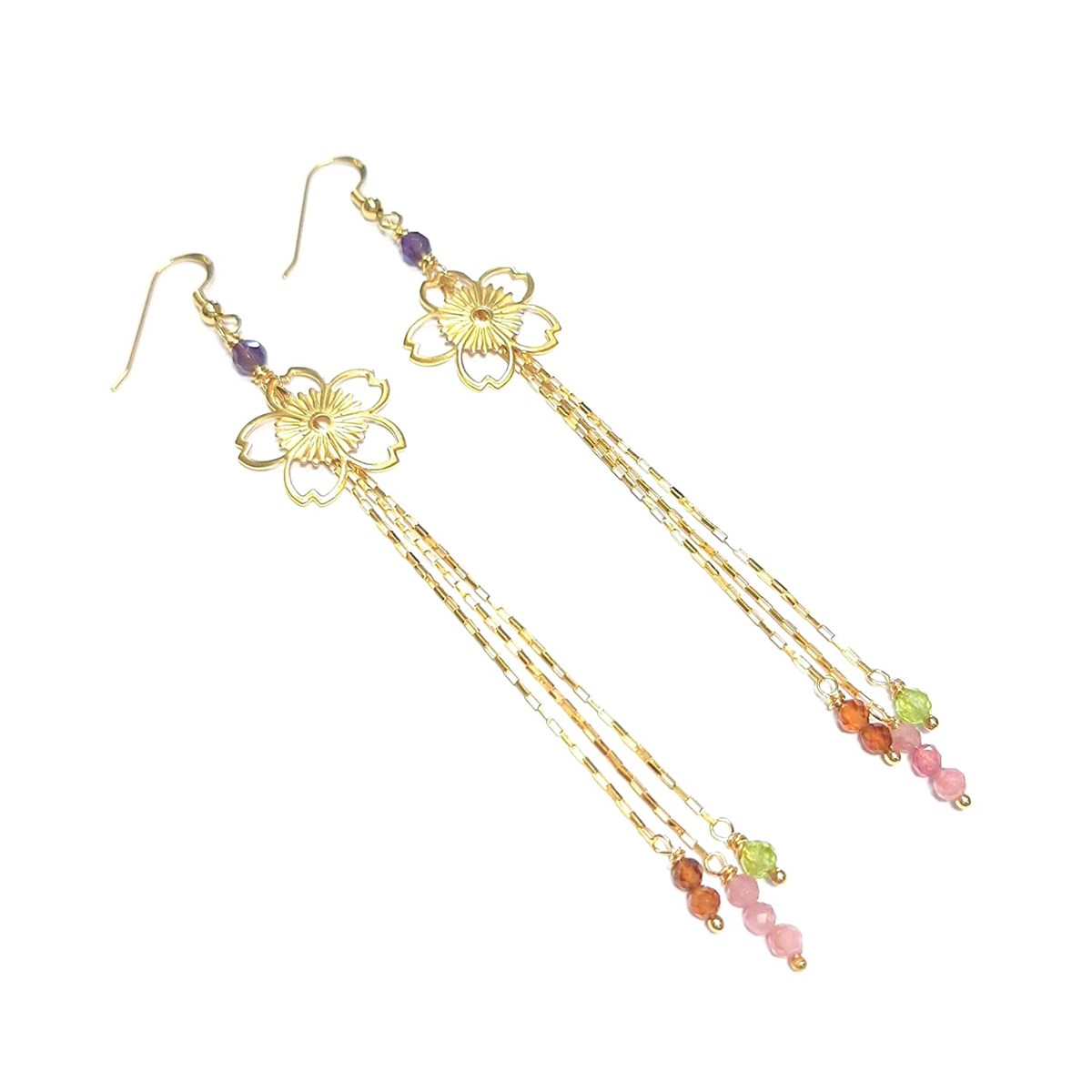 Boucles D'oreilles Aguapé Argent 925 Doré et Pierres Naturelles