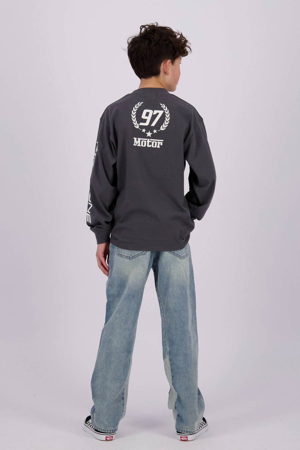 Vingino longsleeve Jitch met printopdruk donkergrijs