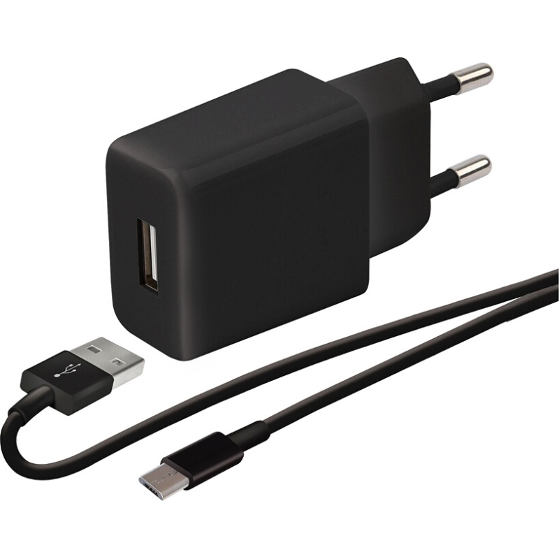 Chargeur pour téléphone mobile Wefix CHARGEUR SECTEUR + Câble Micro USB Noir