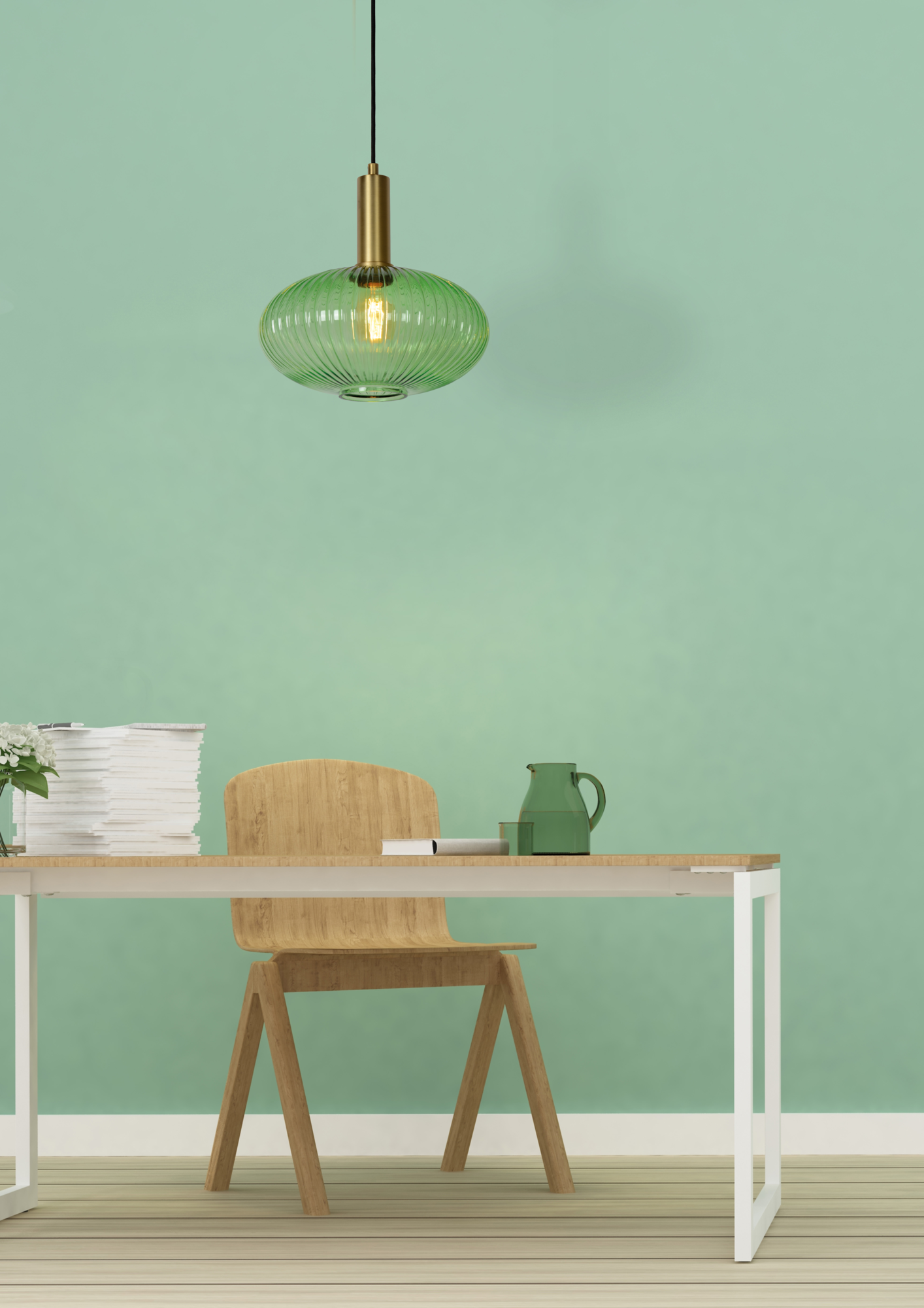 Hanglamp Danique Ø30 cm groen/messing