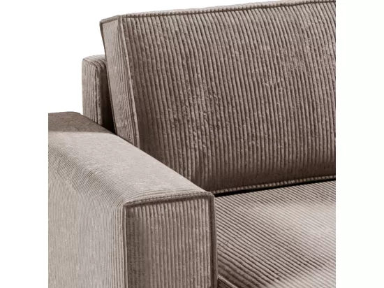 Canapé U 5 places convertible coffre Isaac velours côtelé Taupe