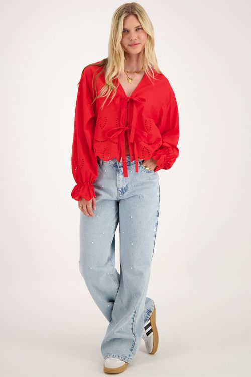 Denim spijkerbroek met parels