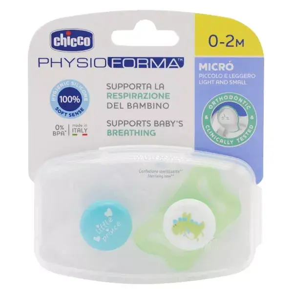Chupeta Chicco Physio Micro +0m Coroa de Dragão - Pacote com 2 unidades
