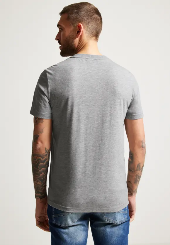 T-Shirt mit Wordingprint - silver grey melange