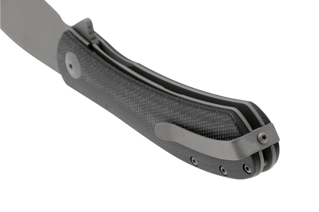 Trollsky Knives Mandu XL MT008-XL Dark Bead Blast D2, Black Micarta zakmes