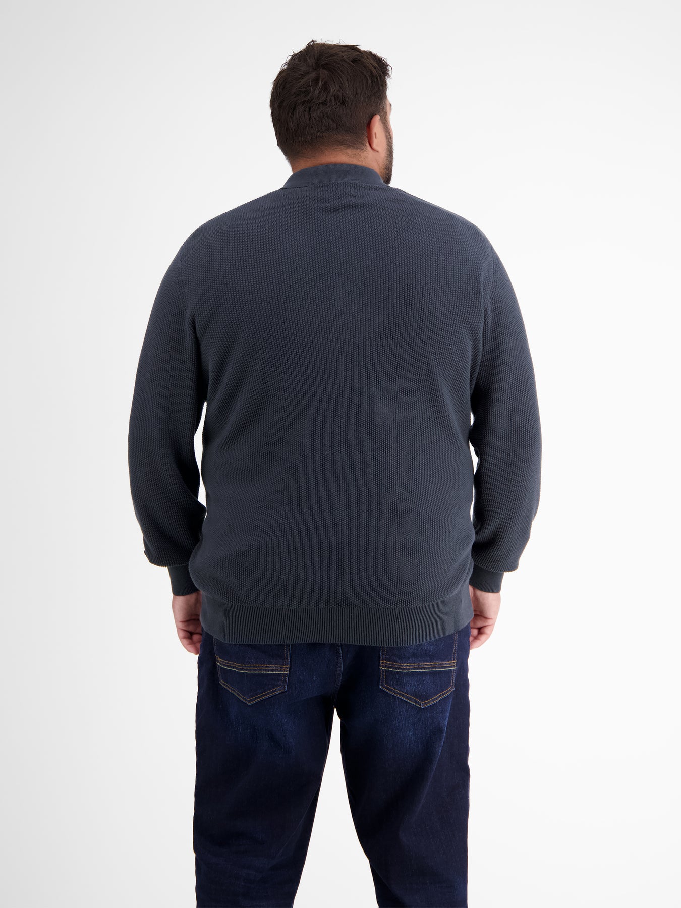 Langarmpoloshirt in Übergröße, gestrickt