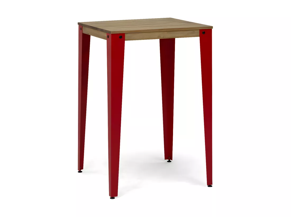 Table Mange debout Lunds 70X70x110cm Rouge-Vieilli. Box Furniture