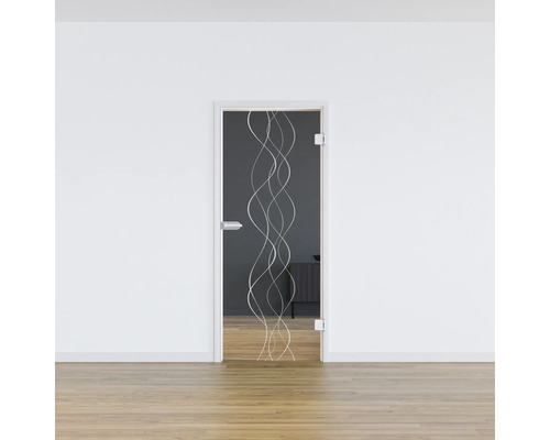 Pertura glazen deur Glera Curl 01 834 x 2097 x 8 mm Rechts voor Studio Office fitting