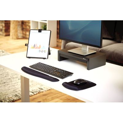 Fellowes PlushTouch - Repose-poignets clavier ergonomique - protection antibactérienne Microban - mousse à mémoire de forme résistante - noir