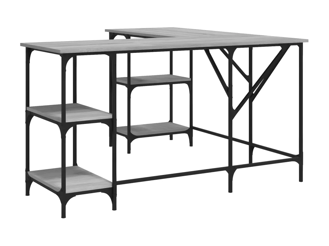 Bureau sonoma gris 139x139x75 cm bois d'ingénierie