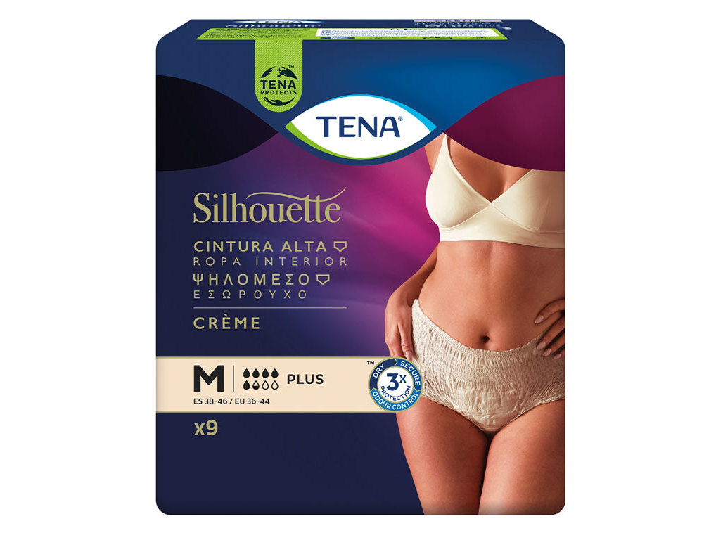 CUECAS INCONTINENCIA TAMANHO M CREME TENA SILHOUETTE 9 UN
