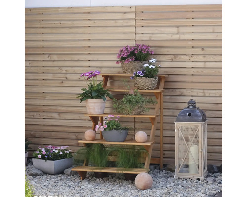 Houten bloemenstandaard, 78 x 55 x 62 cm, honingkleurig