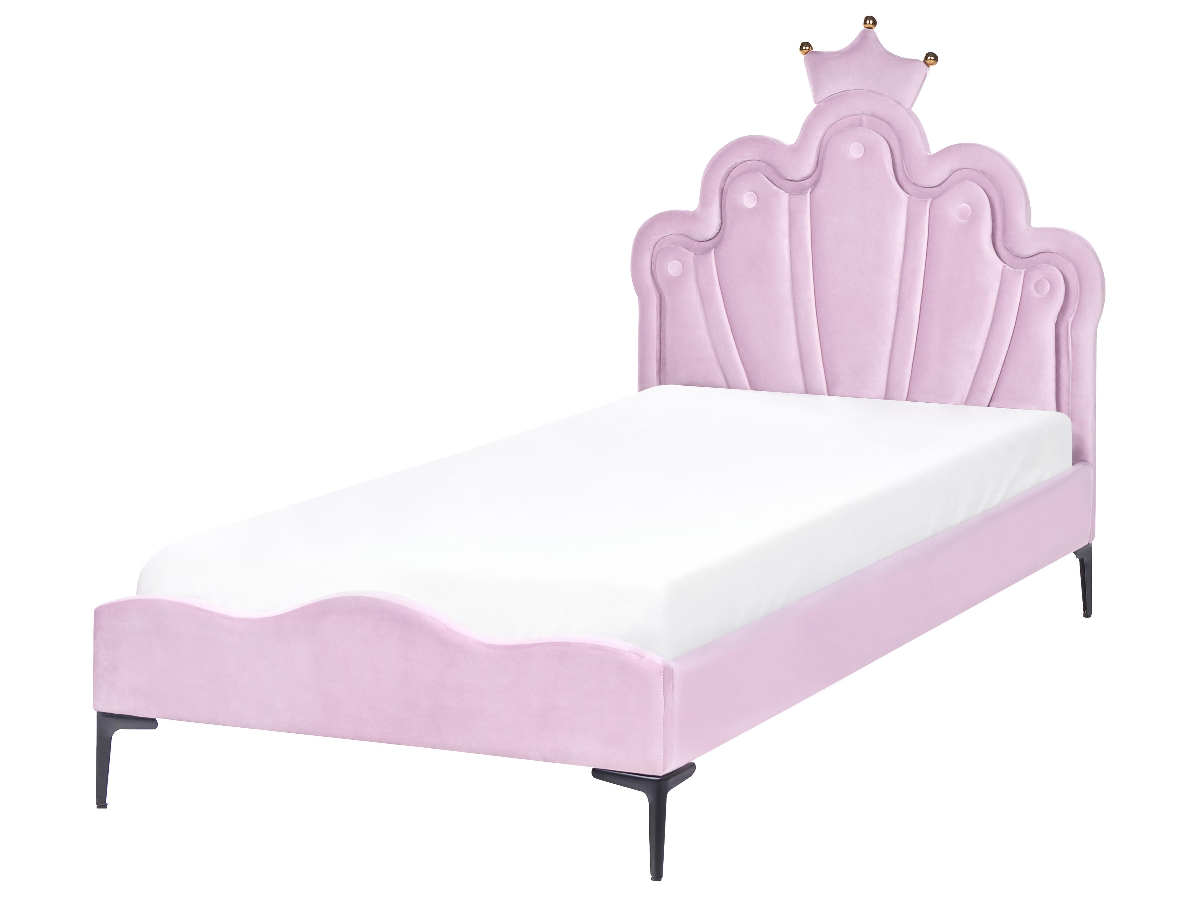 Kinderbed Kroon Fluweel RUBIAN 90 x 200 cm met LED-verlichting Paars