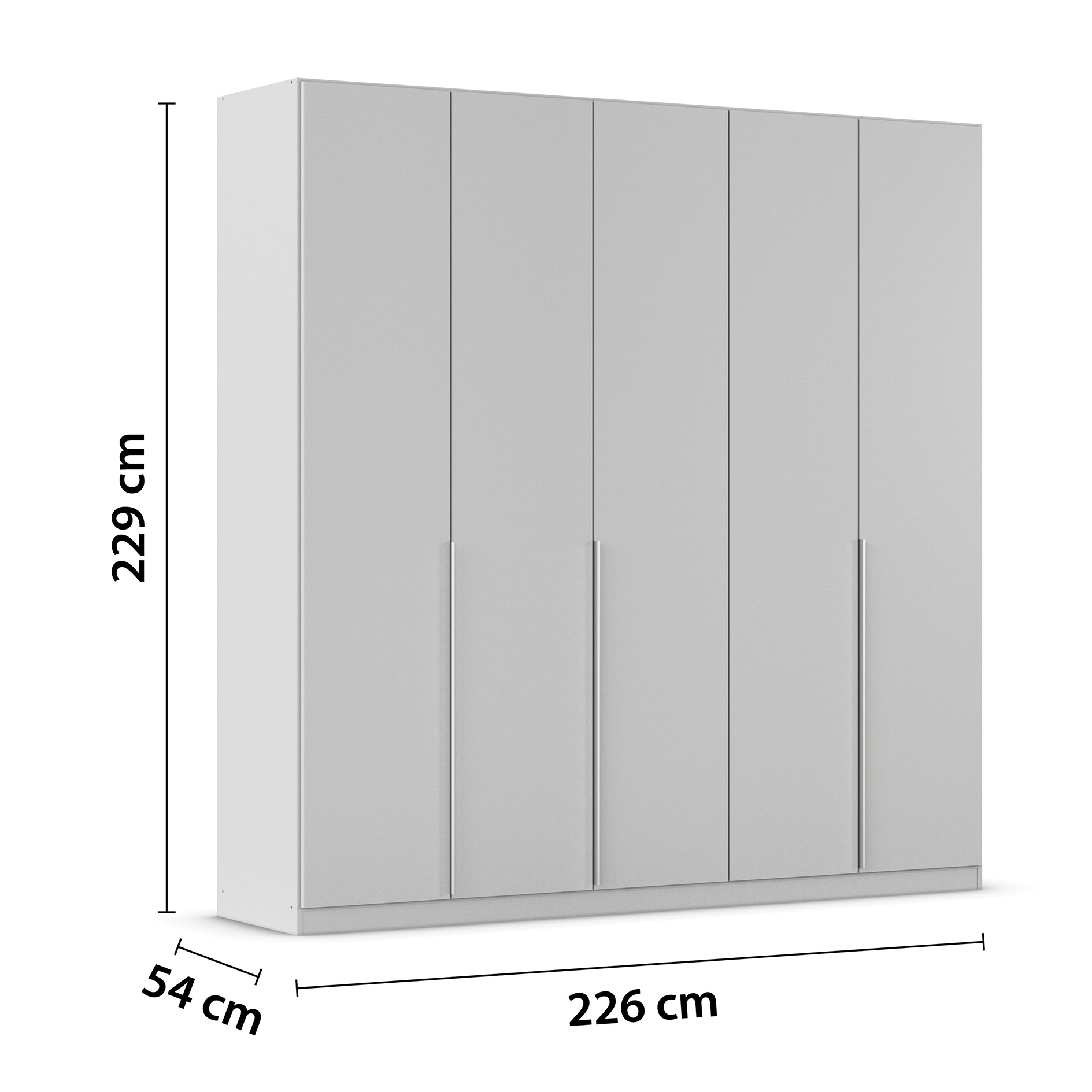 Drehtürenschrank - seidengrau - 5-türig - 226x229 cm