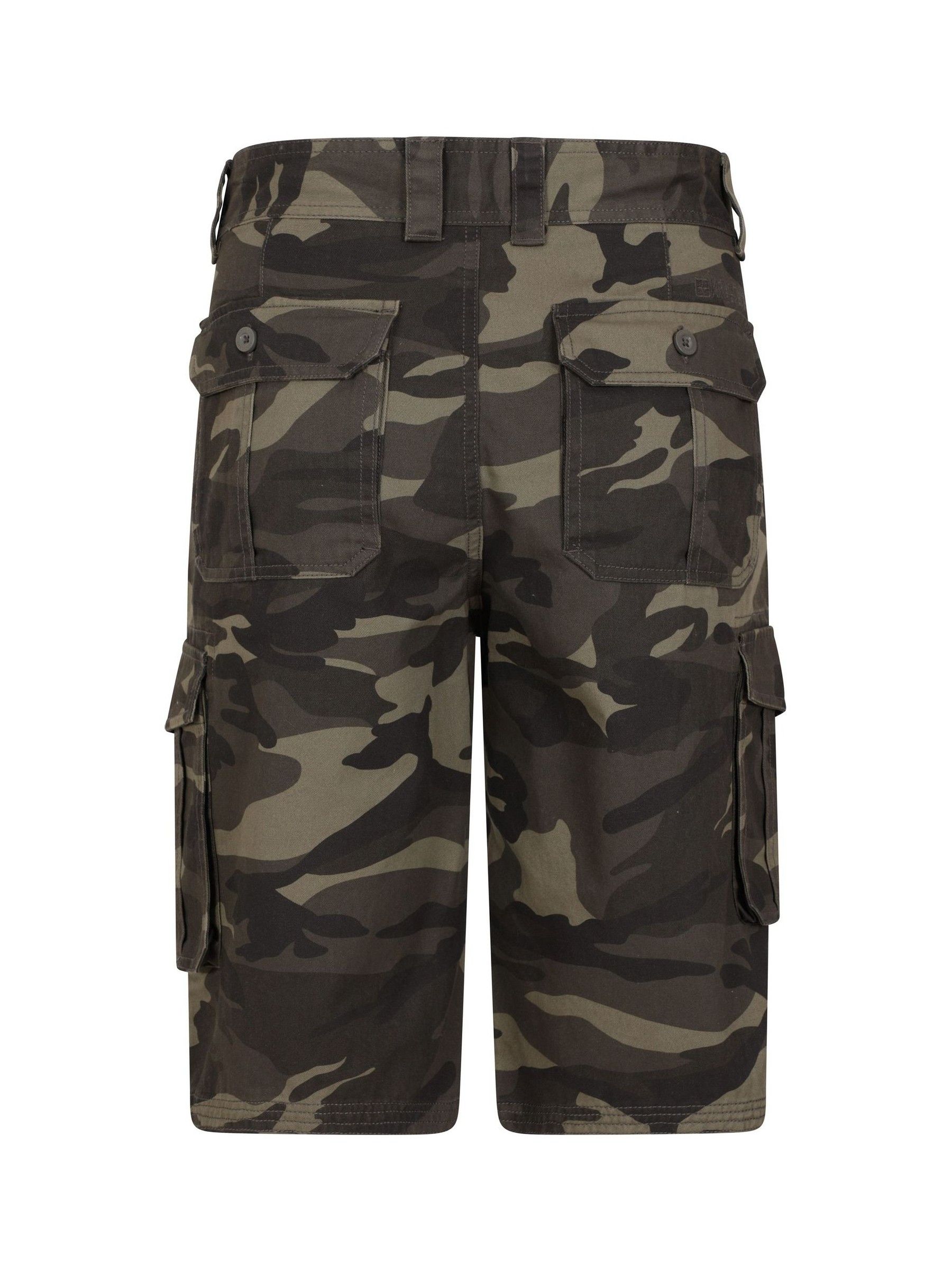 Groen - Mountain Warehouse - 100% katoenen dunne cargoshort met camouflageprint voor heren